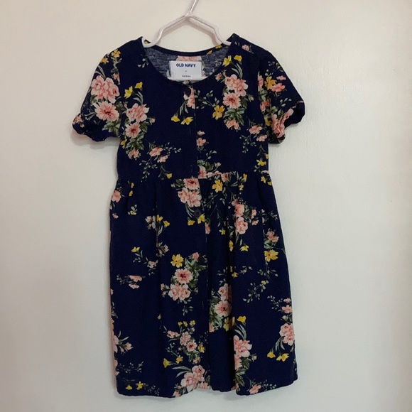 Toddler girl’s navy blue and floral dress - Picture 1 of 4